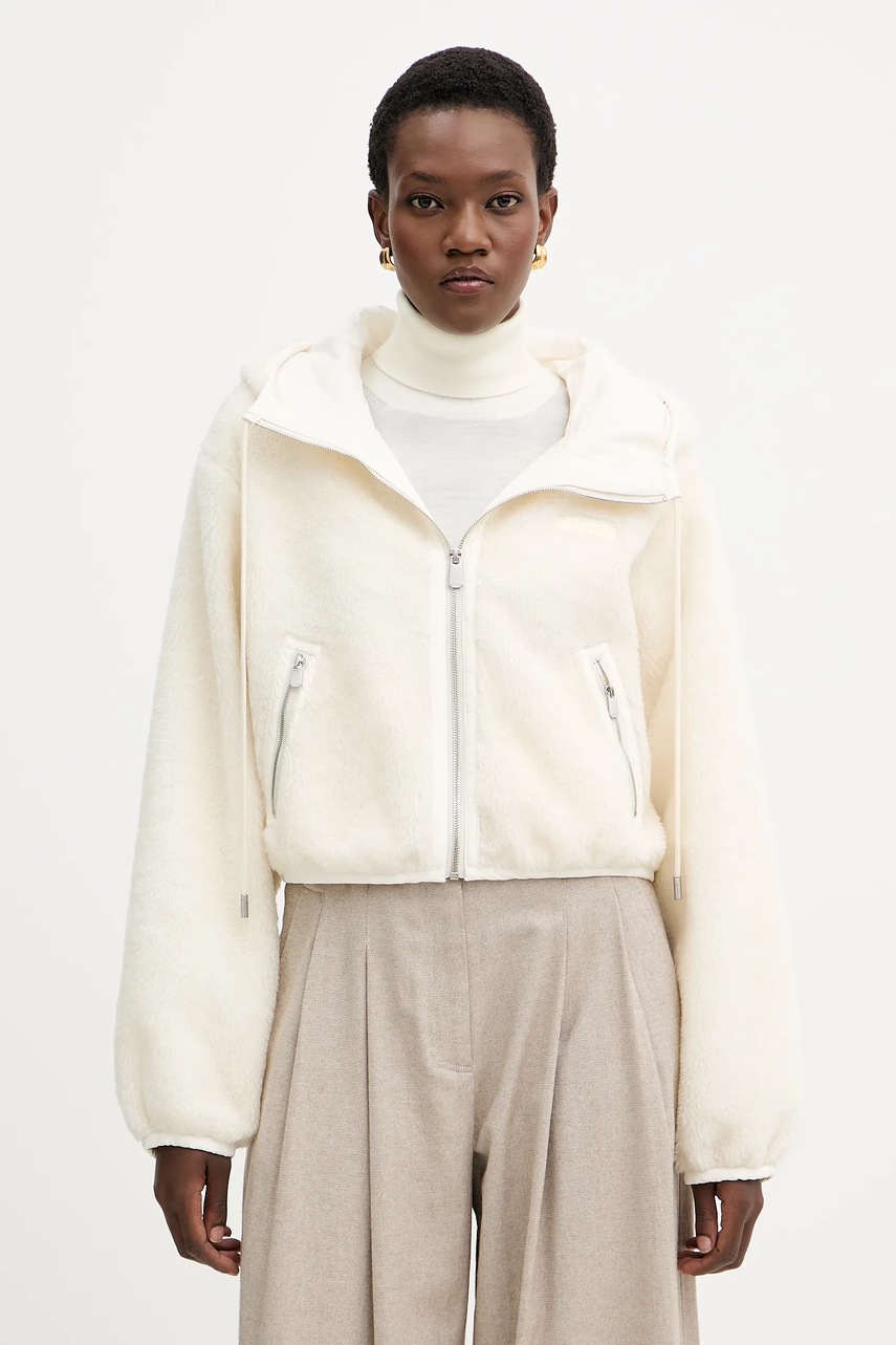 Levně Bunda s příměsí vlny Pinko béžová barva, oversize, 105975 A2YV