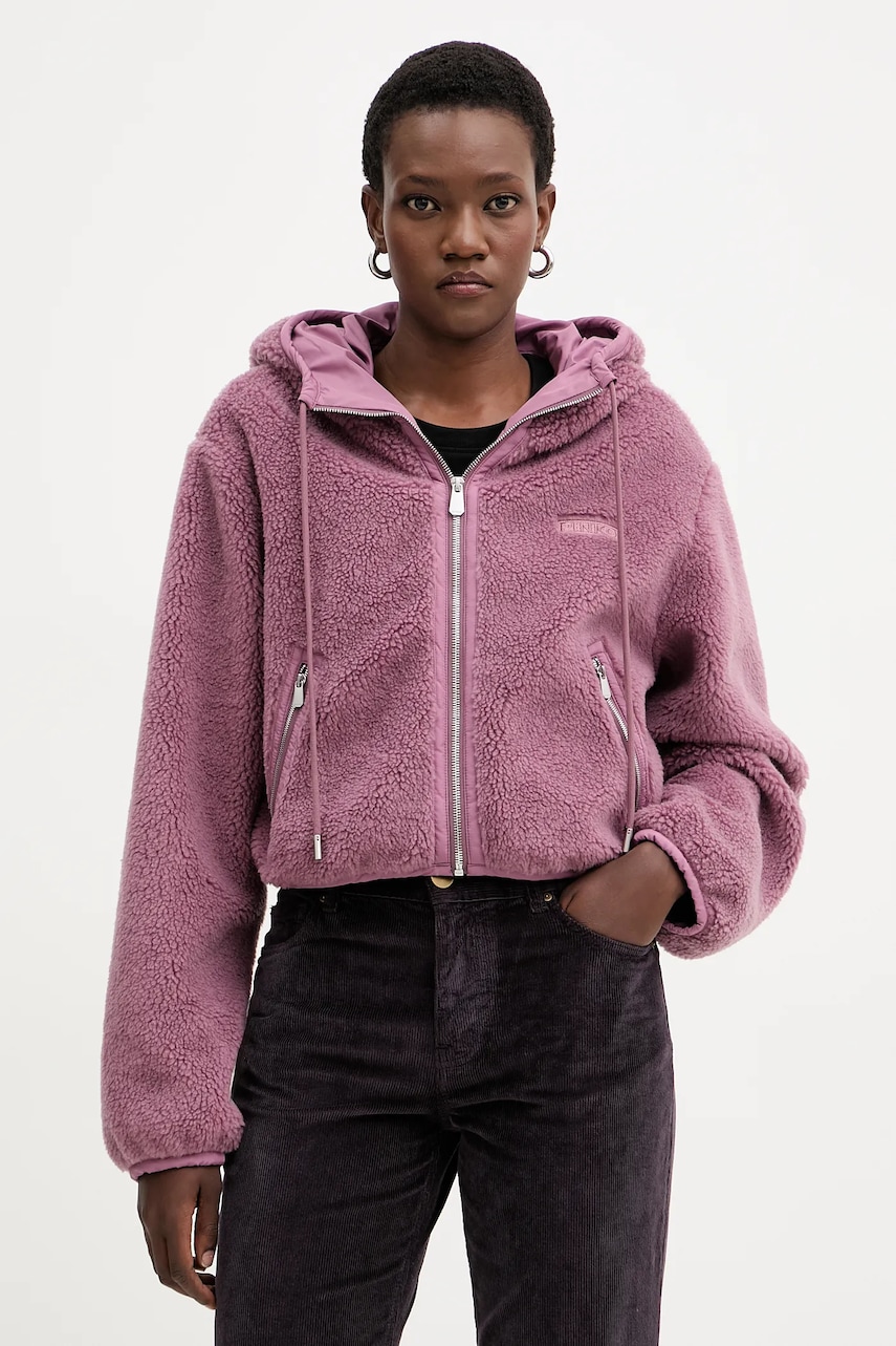 Levně Bunda s příměsí vlny Pinko růžová barva, oversize, 105975 A2YV