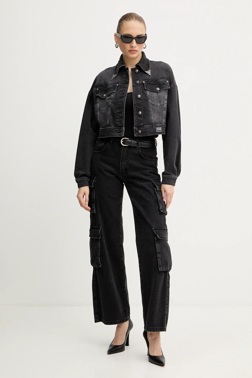 Джинсовая куртка Versace Jeans Couture цвет чёрный демисезонная 79HAS403 CDWRC