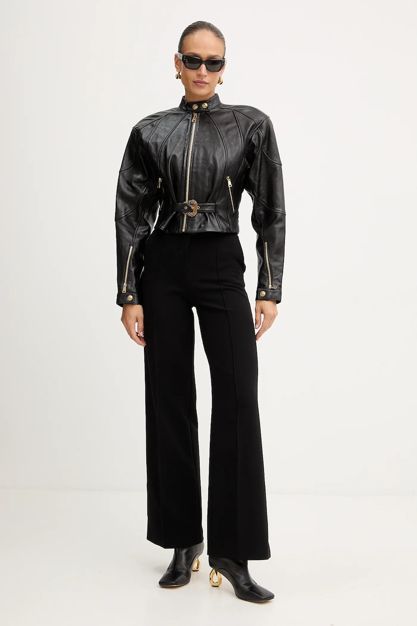 Кожаная куртка Versace Jeans Couture цвет чёрный демисезонная 79HAVP03 CP021 Кожаная куртка Versace Jeans Couture цвет чёрный демисезонная 79HAVP03 CP021