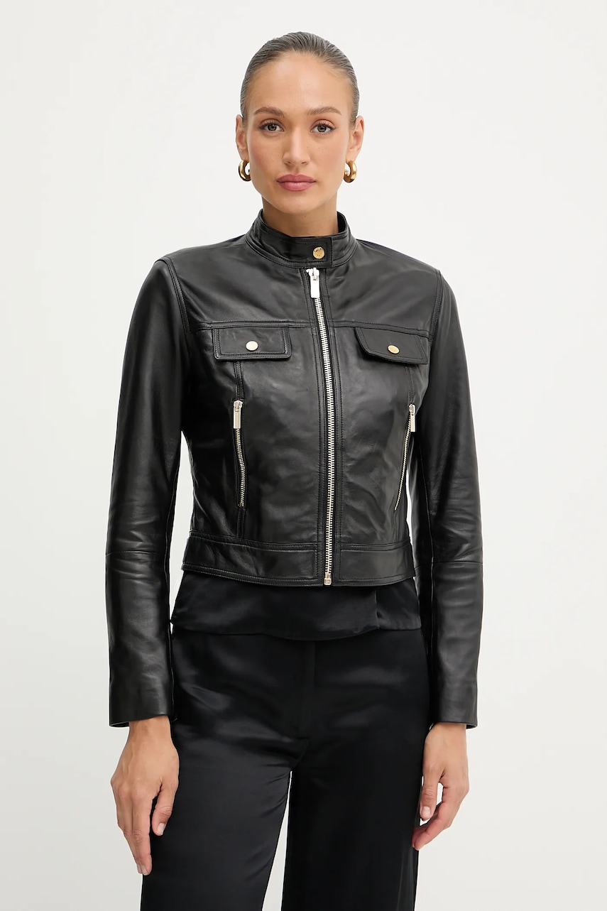 Kožená bunda Marciano by Guess LANA černá barva, přechodná, 5YGL09 7345A