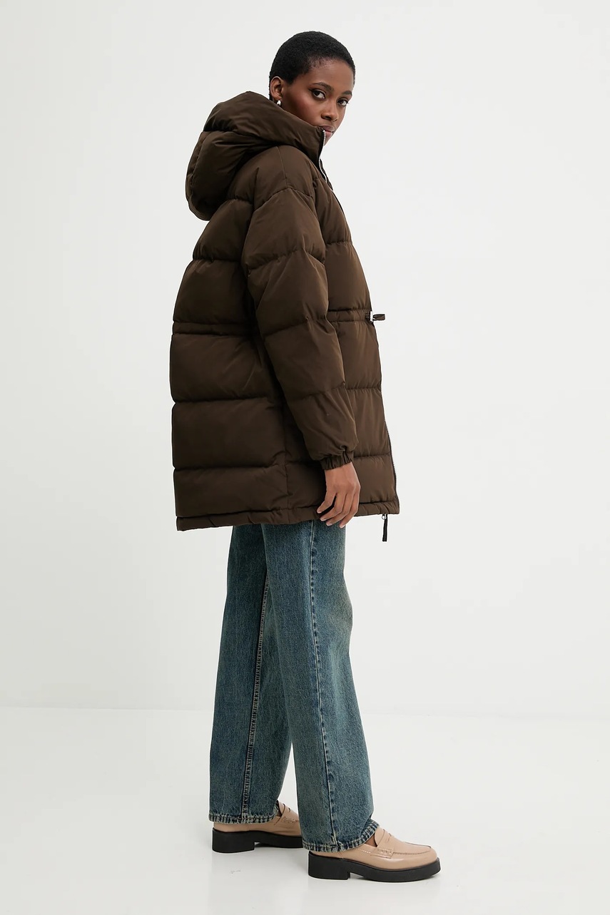 Пуховая куртка United Colors of Benetton цвет коричневый зимняя oversize 22T6DN087