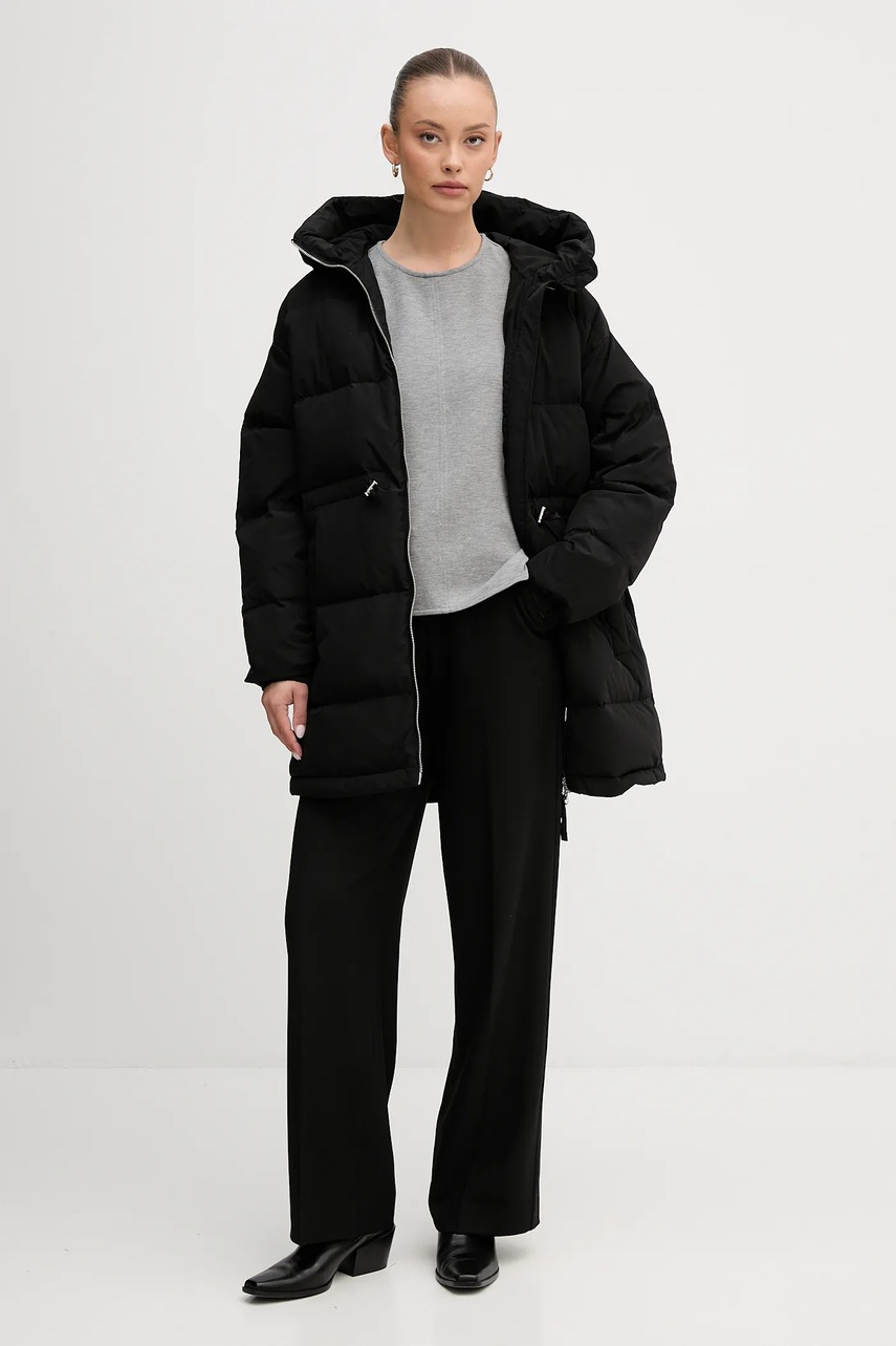 Пуховая куртка United Colors of Benetton цвет чёрный зимняя oversize 22T6DN087