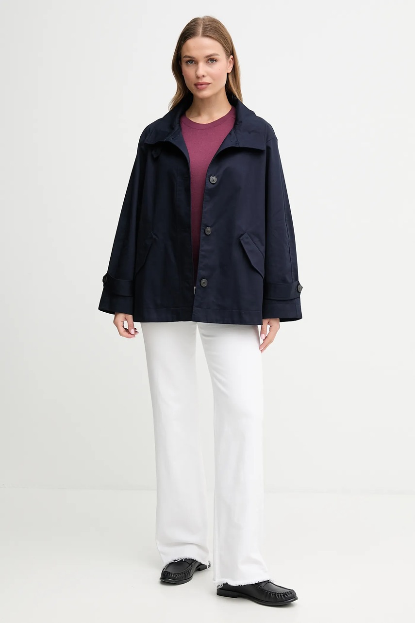 Хлопковая куртка United Colors of Benetton цвет синий демисезонная oversize 2QJYDN07Y