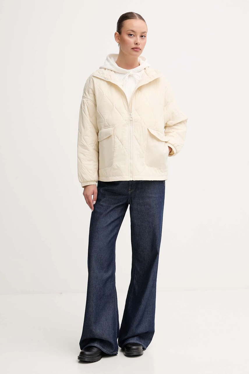 Куртка United Colors of Benetton цвет бежевый демисезонная oversize 2YRYDN080