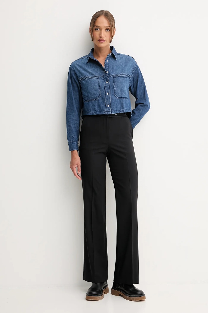 Хлопковая джинсовая рубашка United Colors of Benetton relaxed классический воротник 528SDQ0C7