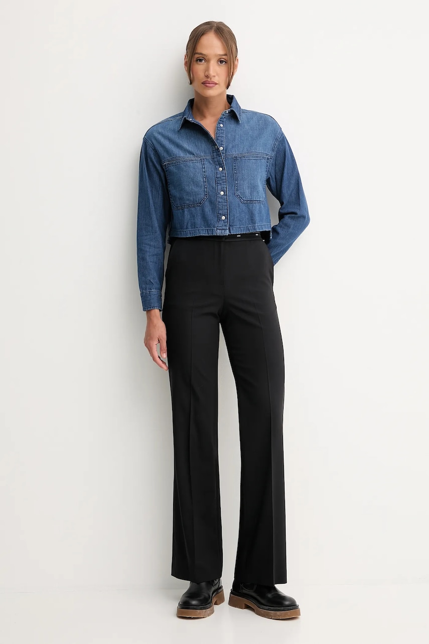 Хлопковая джинсовая рубашка United Colors of Benetton relaxed классический воротник 528SDQ0C7 Хлопковая джинсовая рубашка United Colors of Benetton relaxed классический воротник 528SDQ0C7