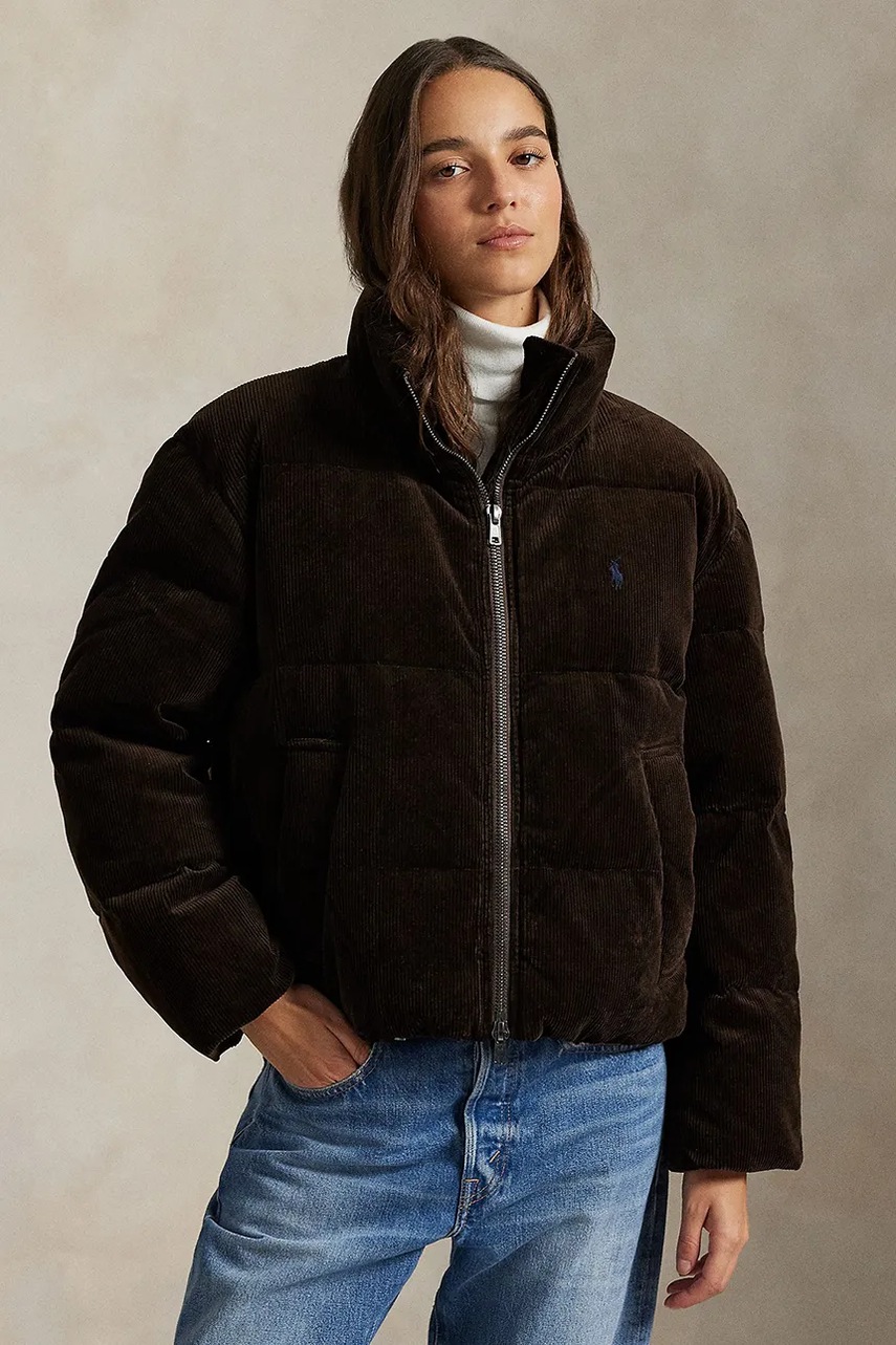 Levně Péřová bunda Polo Ralph Lauren Woven Puffer hnědá barva, zimní, 211971178