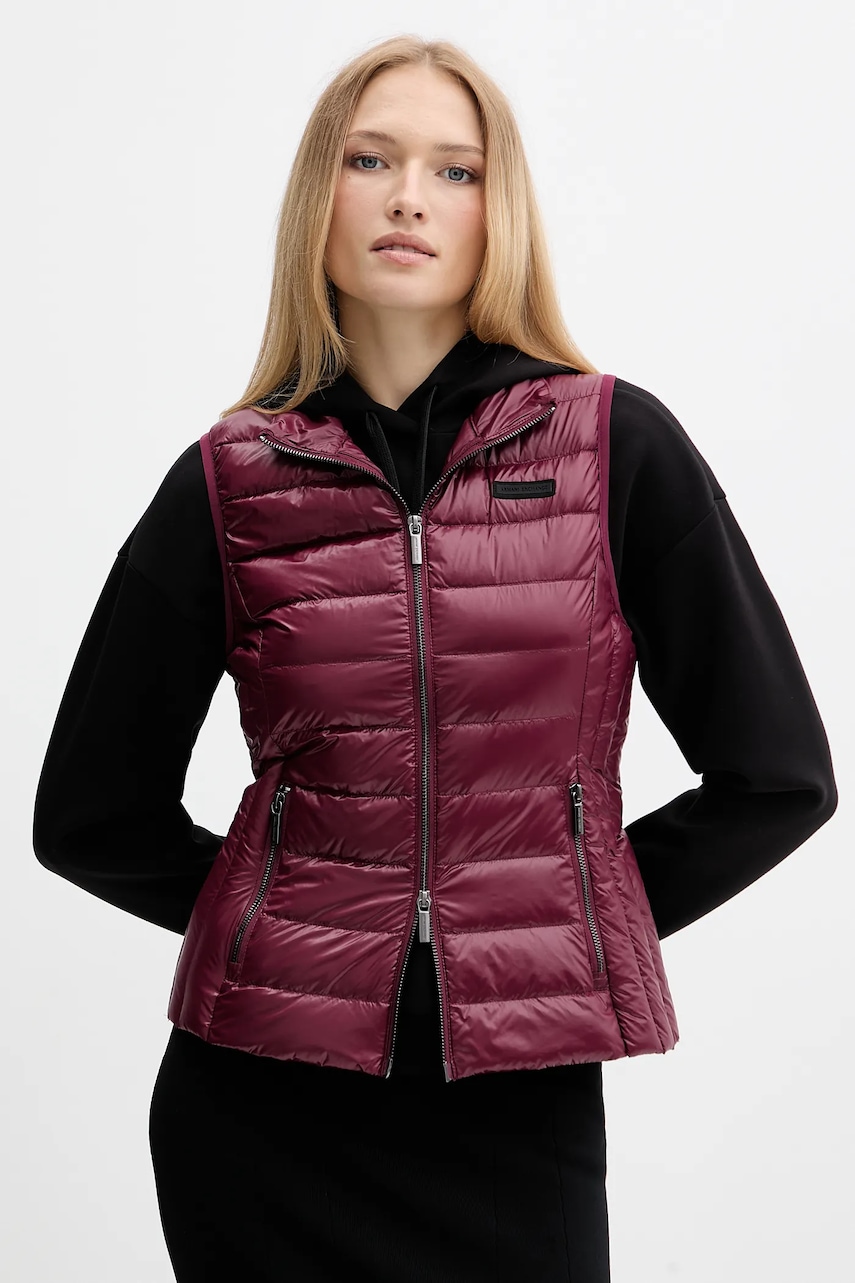 Armani Exchange vestă de puf culoarea bordo, de tranziție, XW001921 AF18757
