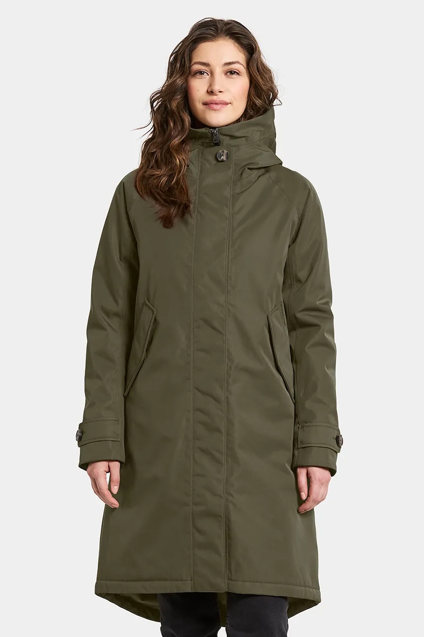 Didriksons geacă LUNA culoarea verde, de iarnă, oversize, 505930
