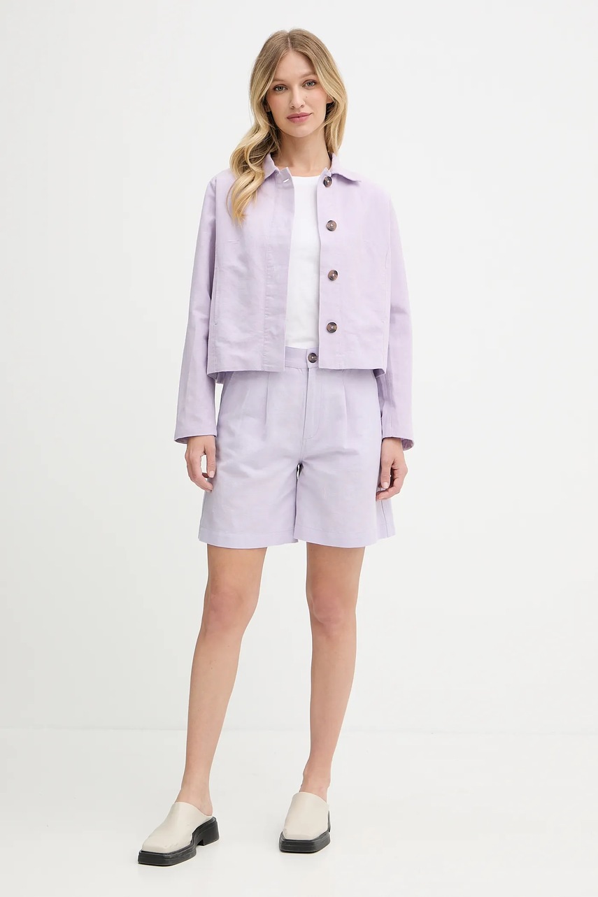 Куртка-рубашка Pepe Jeans цвет фиолетовый переходная oversize PL402605