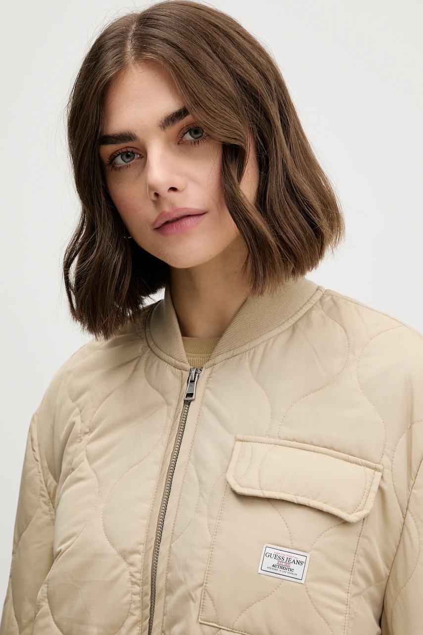 Μπουφάν Guess Jeans χρώμα: μπεζ, W5YL26 WHG02 φωτογραφία