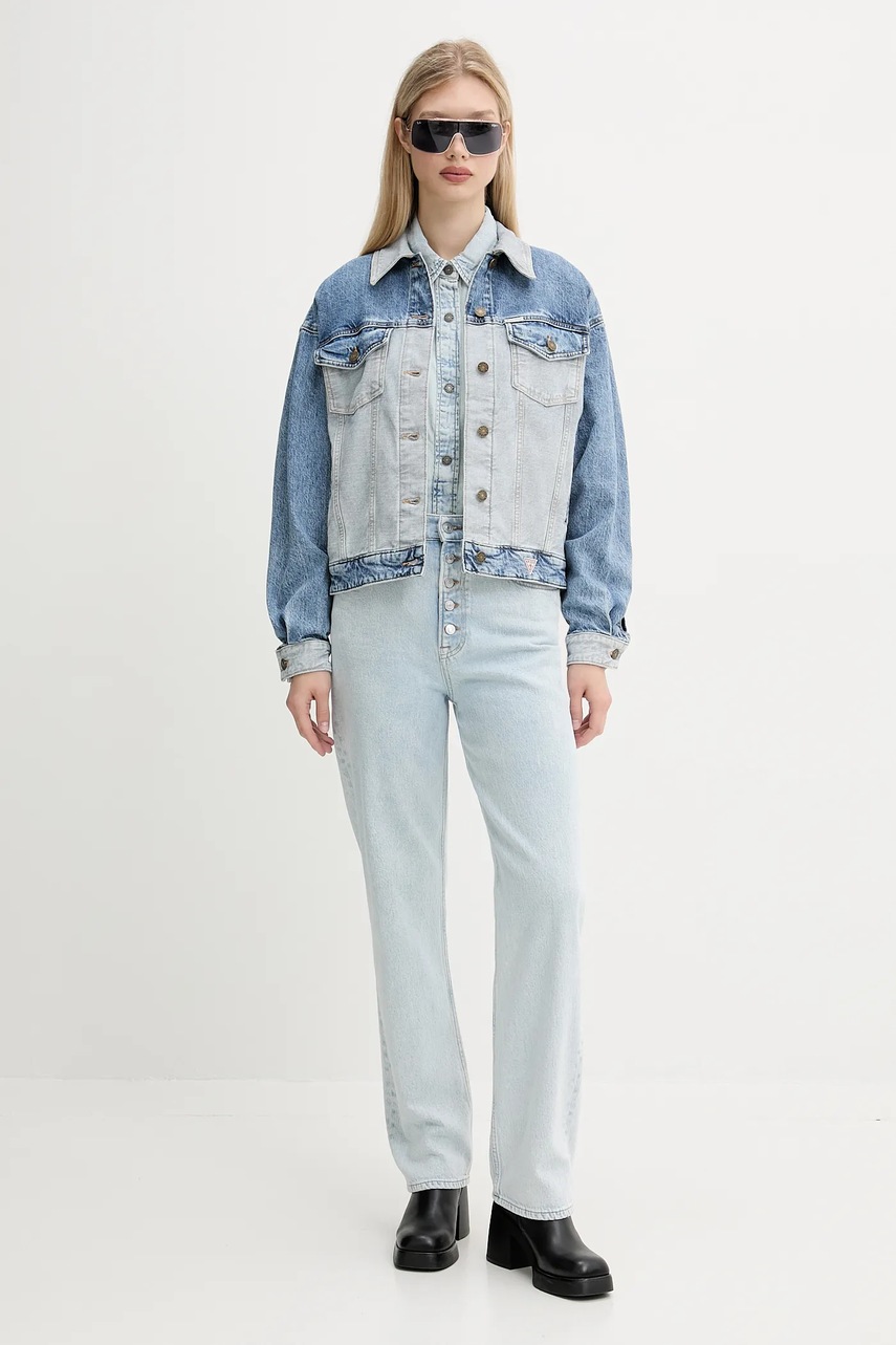 Джинсовая куртка Guess Jeans переходная oversize W5YN56 D5M56