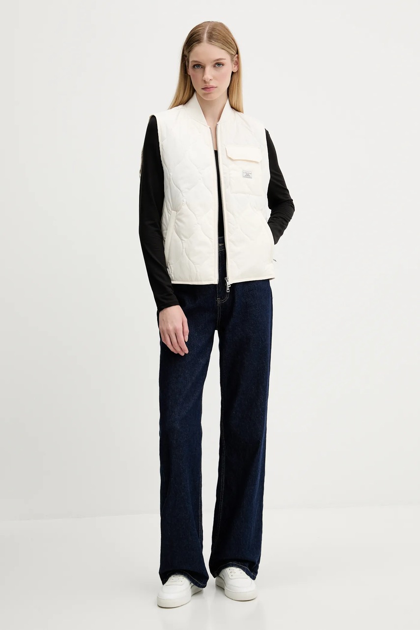 Безрукавка Guess Jeans цвет бежевый демисезонная W5YN76 WHG02