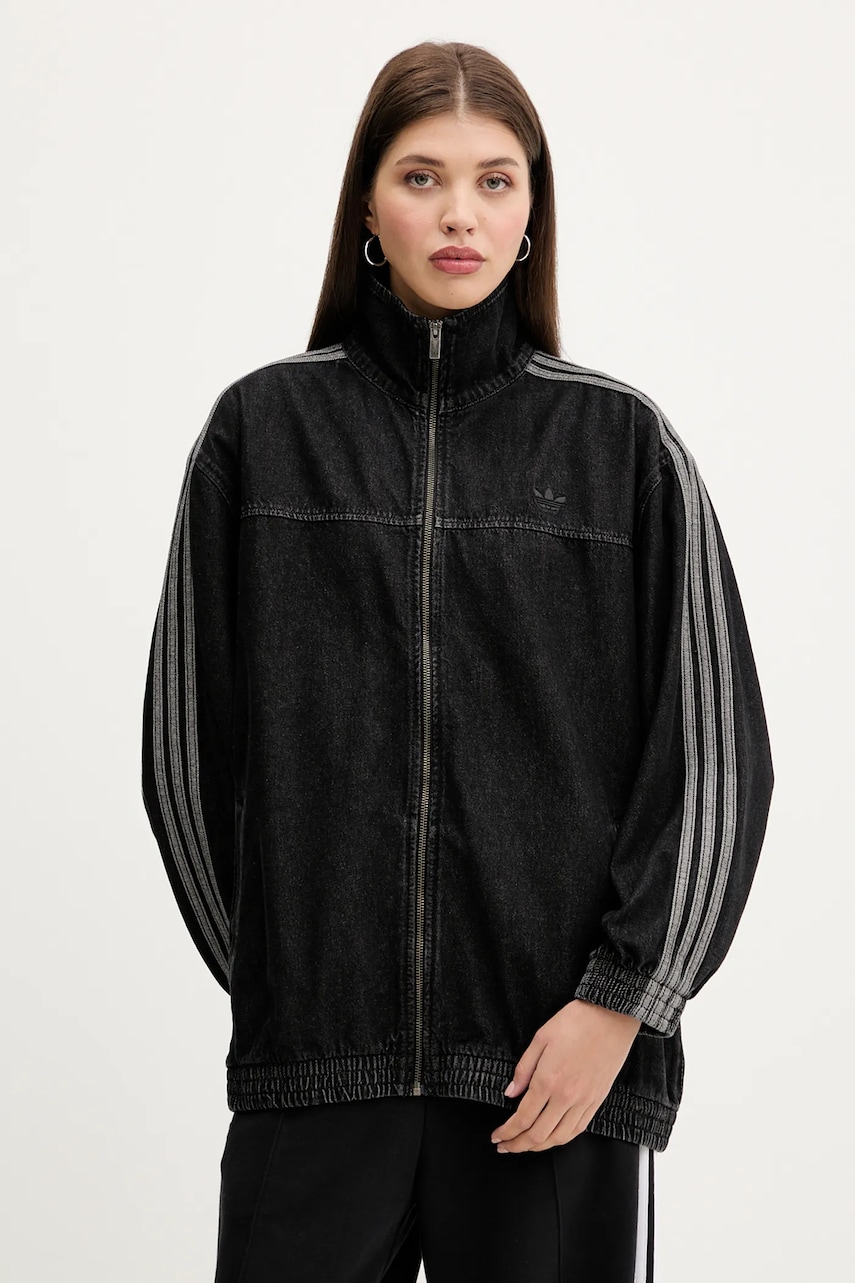 adidas Originals geacă jeans Denim Os TT culoarea negru, de tranziție, oversize, JY2897