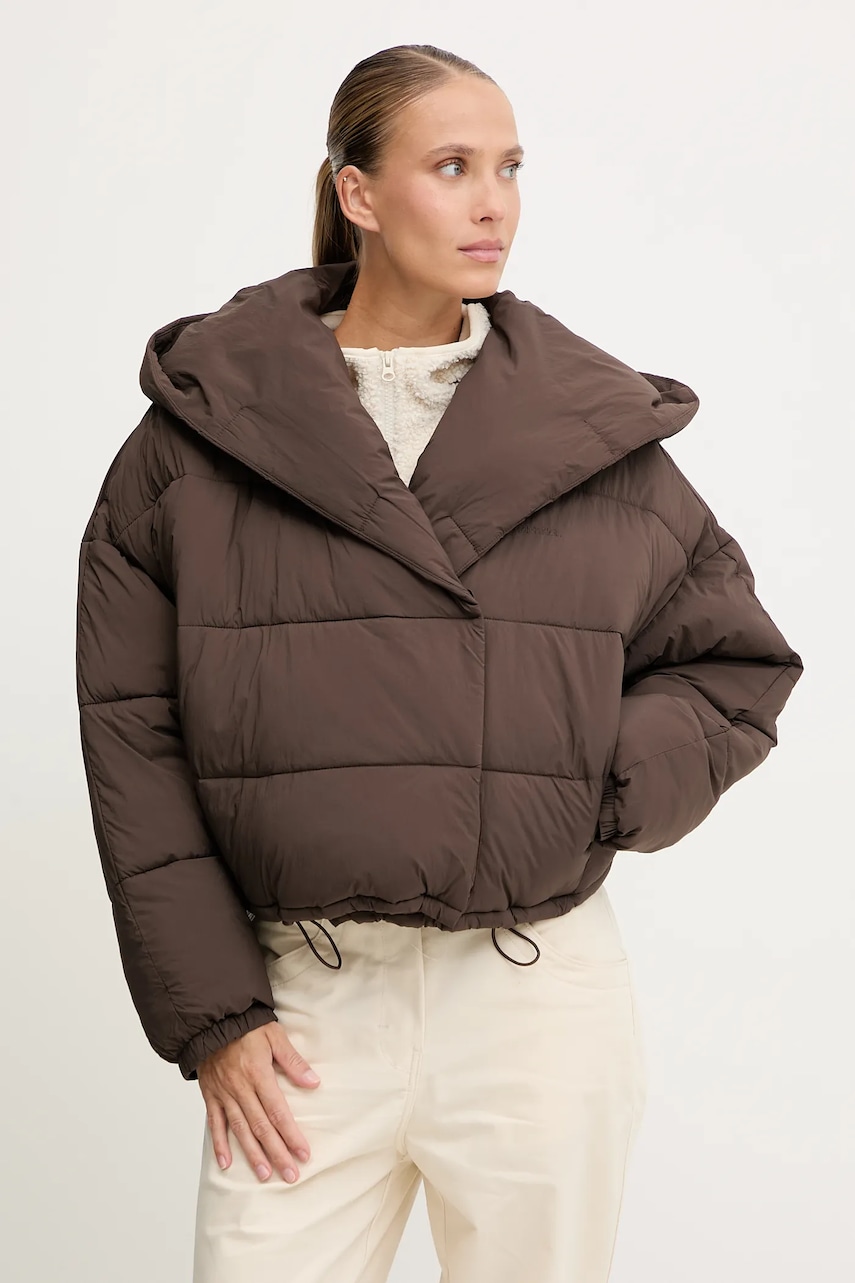 Levně Bunda Calvin Klein Performance hnědá barva, zimní, LVGWF5O514