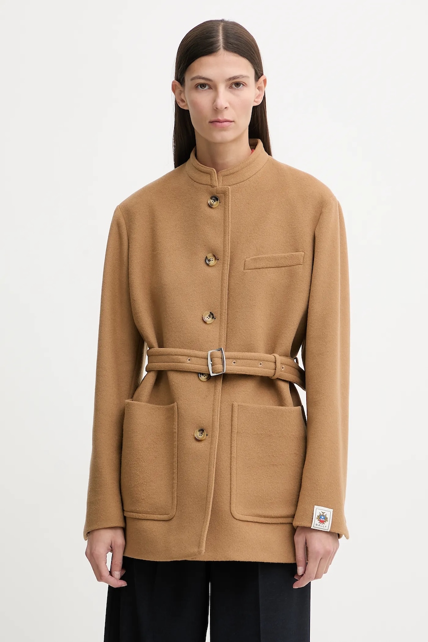 Bally haină cu lână culoarea bej, WOU07G