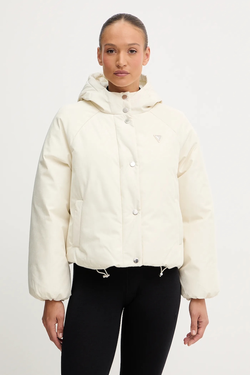 Bunda Guess 4G béžová barva, zimní, oversize, V5BL07 WGLW2