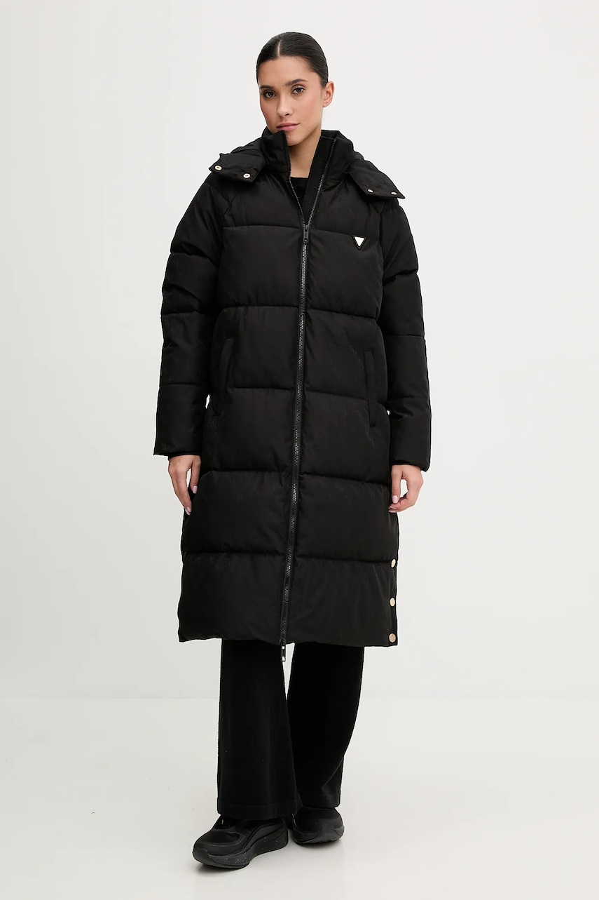Bunda Guess 4G černá barva, zimní, oversize, V5BL08 WGLW2