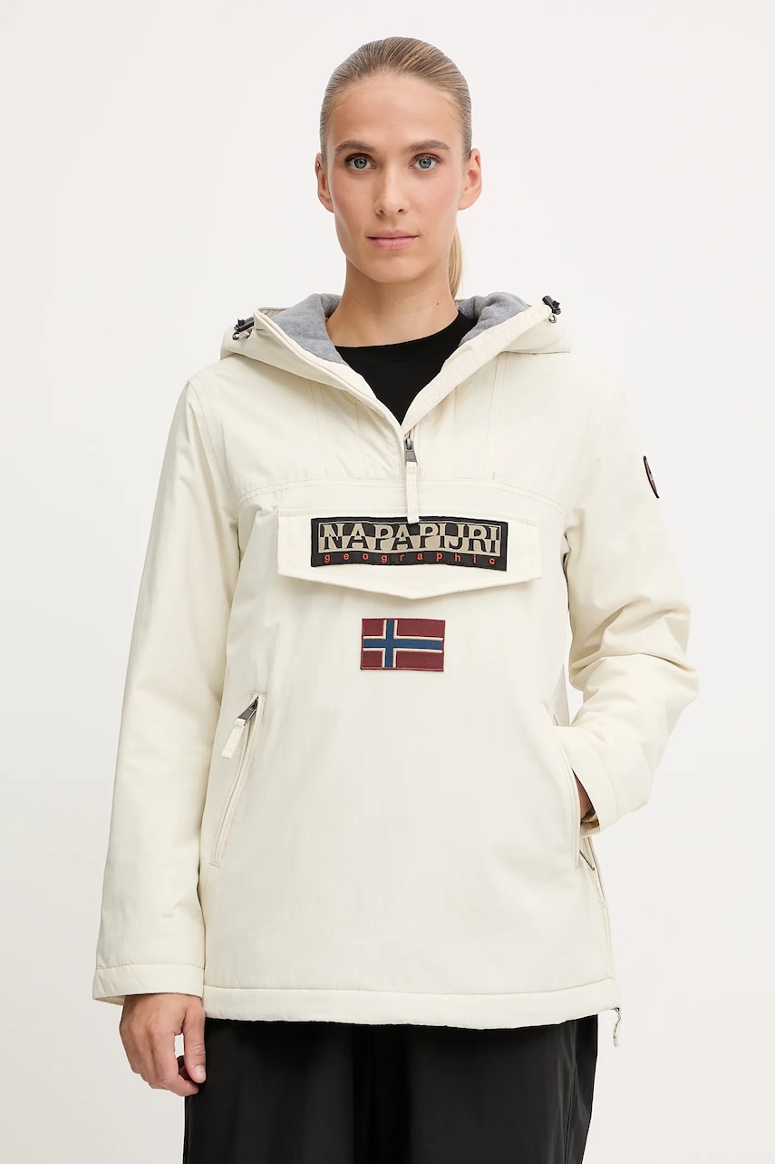 Napapijri geacă Rainforest culoarea bej, de tranziție, oversize, NP0A4GM6N1J1