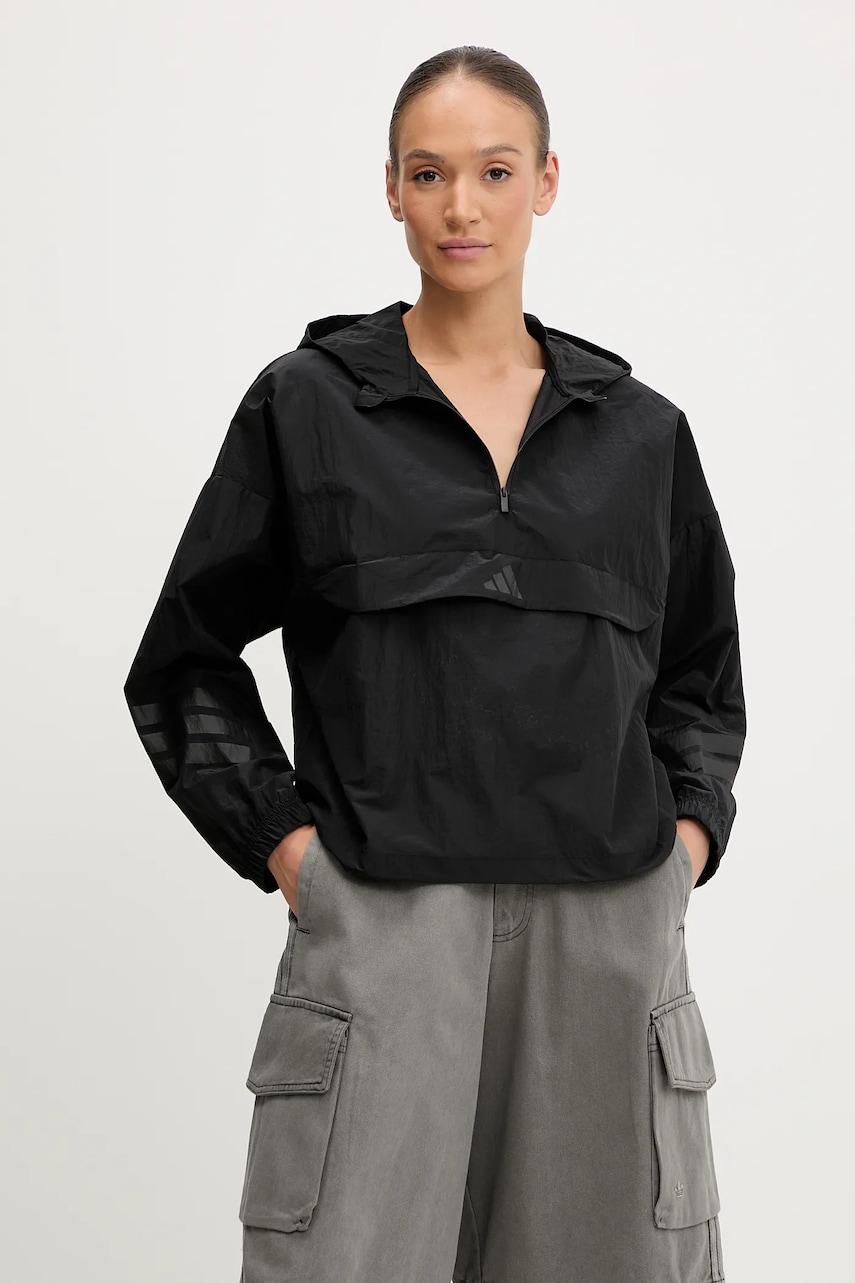 adidas windbreaker Future Icons culoarea negru, de tranziție, oversize, JE0230