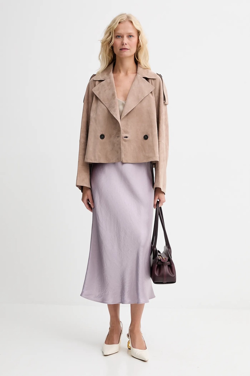 Замшевое пальто Weekend Max Mara MAGA цвет бежевый  2525446061600