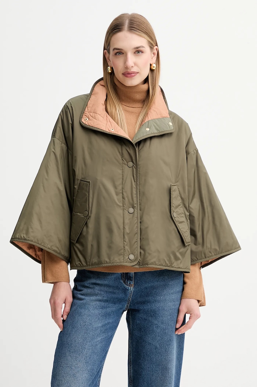 Weekend Max Mara geacă cu două fețe RONCO culoarea verde, de tranziție, oversize, 2525486011600