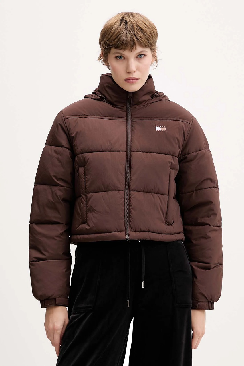 Levně Bunda Tommy Jeans hnědá barva, zimní, DW0DW21620