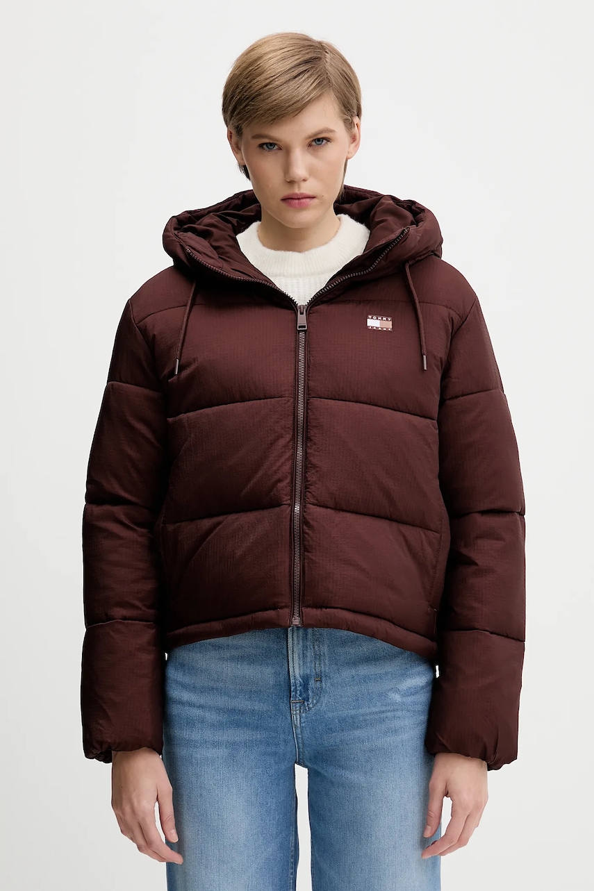 Tommy Jeans geacă culoarea maro, de iarnă, DW0DW21625