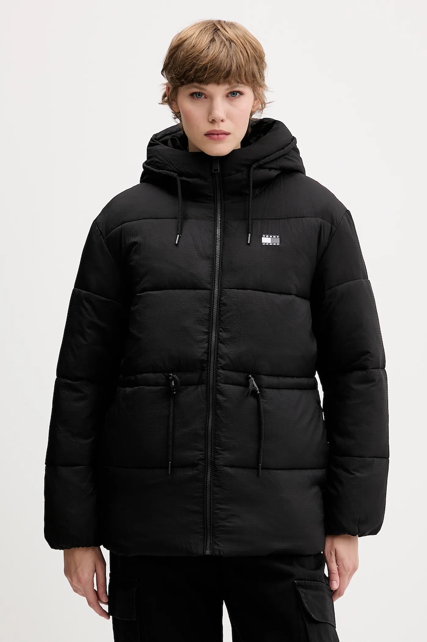 Tommy Jeans geacă culoarea negru, de iarnă, oversize, DW0DW21626