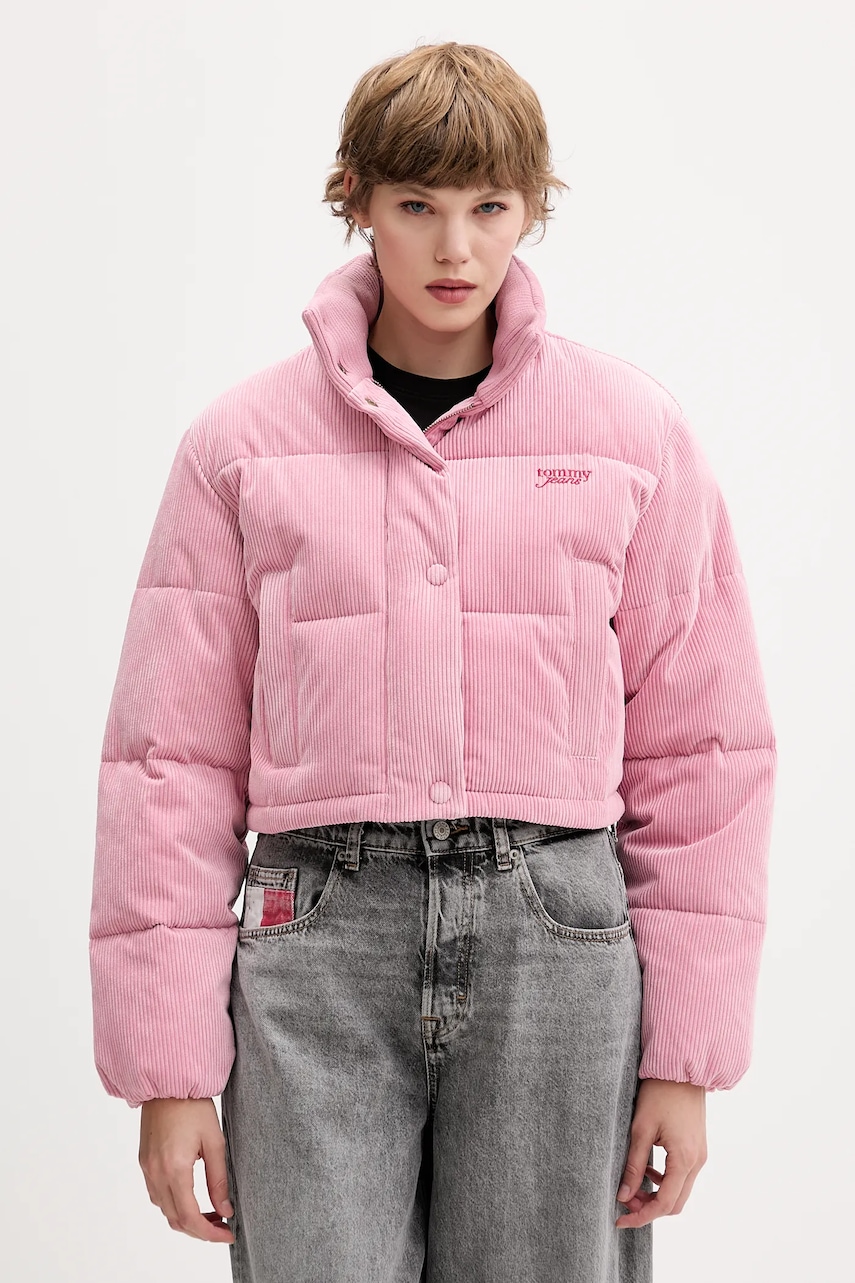 Tommy Jeans geacă culoarea roz, de iarnă, oversize, DW0DW21658