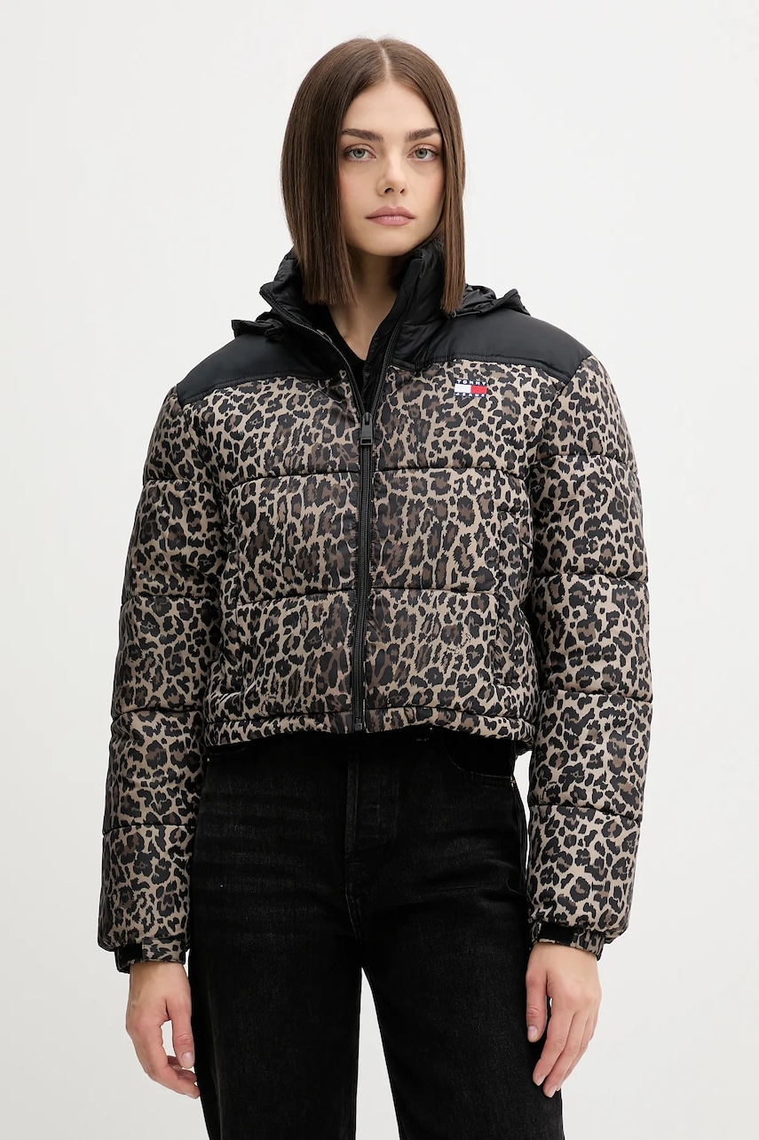 Levně Bunda Tommy Jeans hnědá barva, zimní, DW0DW21967