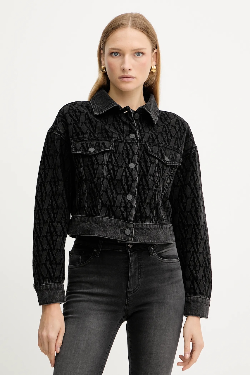 Levně Džínová bunda Armani Exchange černá barva, přechodná, XW000819 AF16092