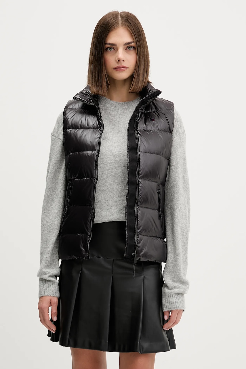 Tommy Jeans vestă de puf culoarea negru, de iarna, DW0DW21622