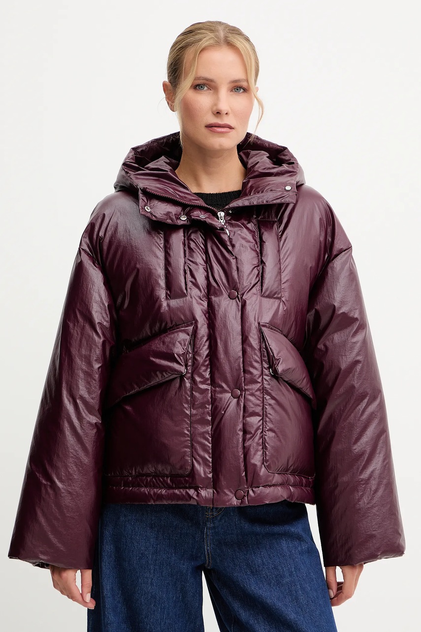 Levně Bunda Patrizia Pepe vínová barva, zimní, oversize, 2O0183 A650