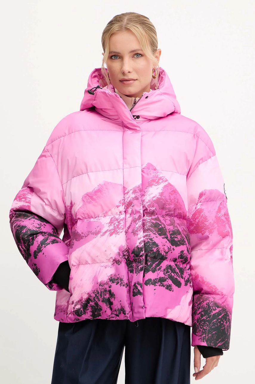 Levně Bunda Patrizia Pepe růžová barva, zimní, oversize, 2O0206 A667