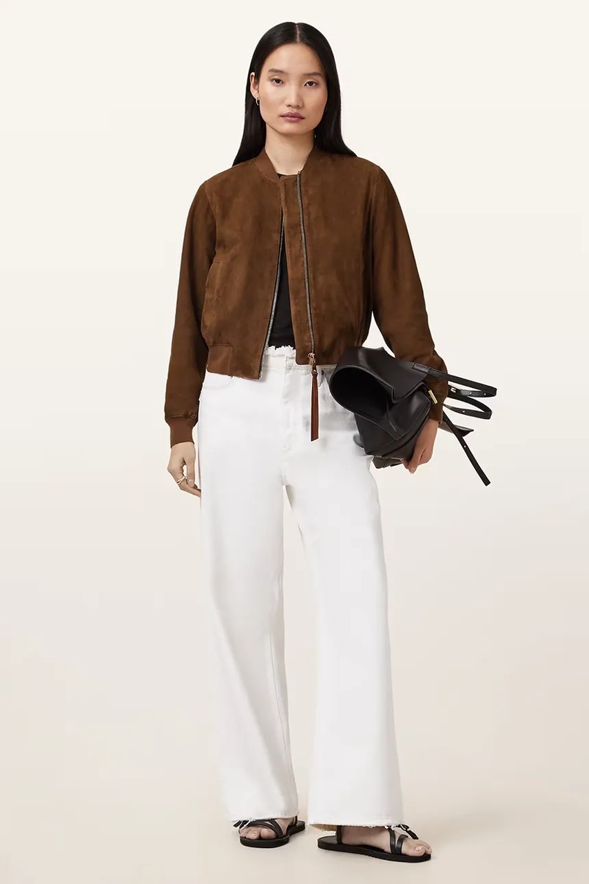AllSaints AllSaints bomber γυναικείο δέρμα σουέτ ORTEN - 6
