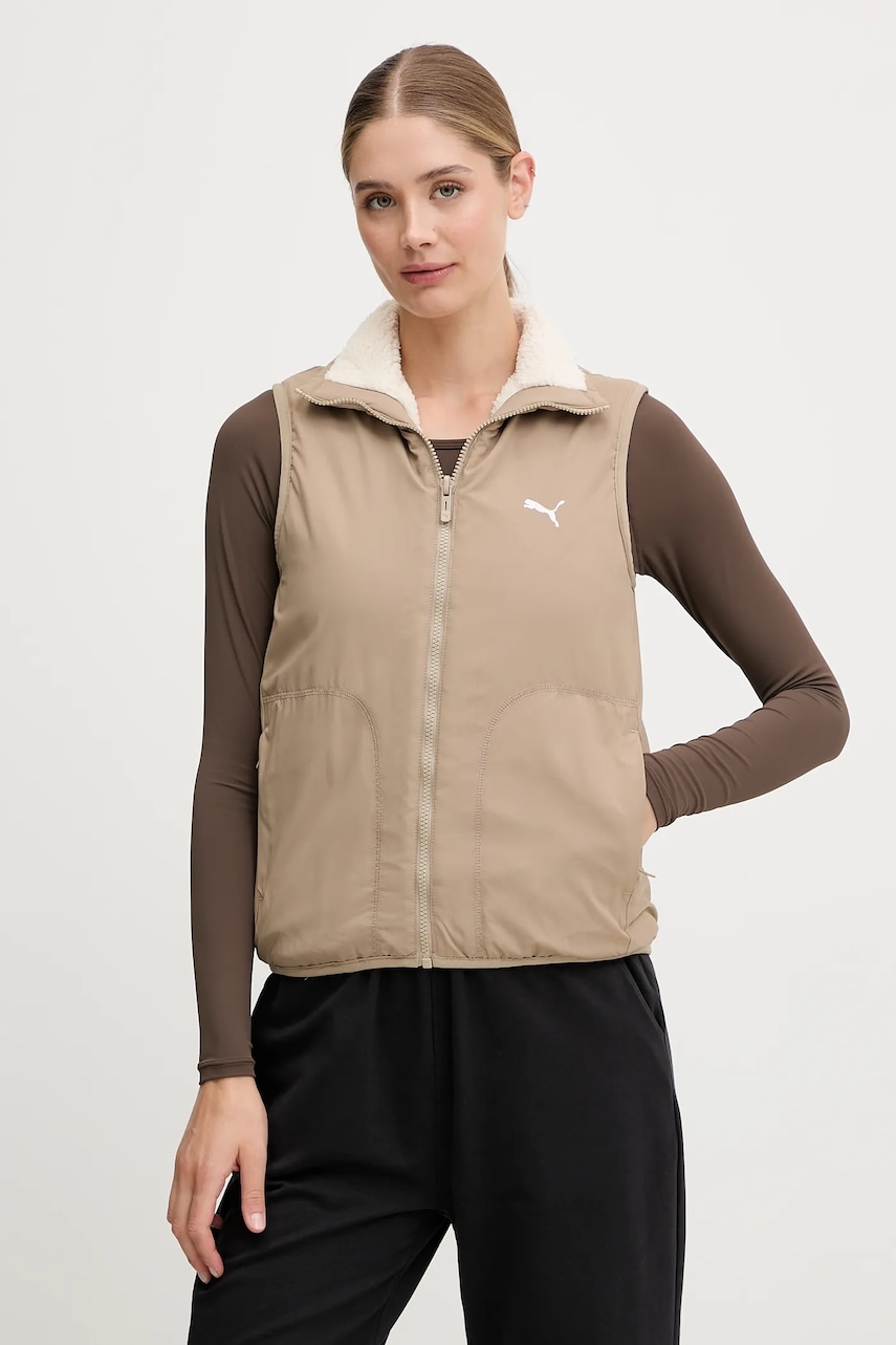 Puma vestă cu două fețe pentru copii culoarea bej, de tranziție, 688388