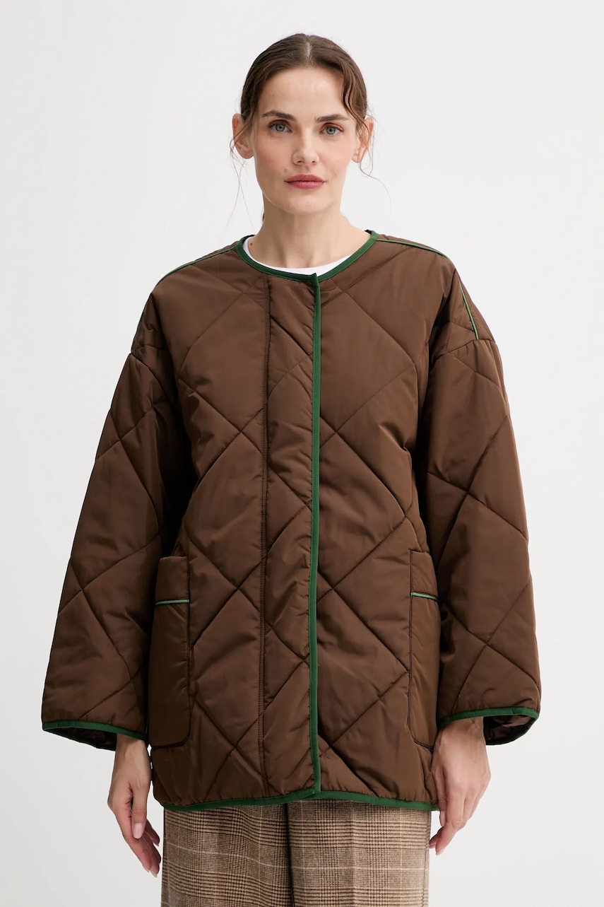 American Vintage geacă culoarea maro, de tranziție, oversize, VOW16A
