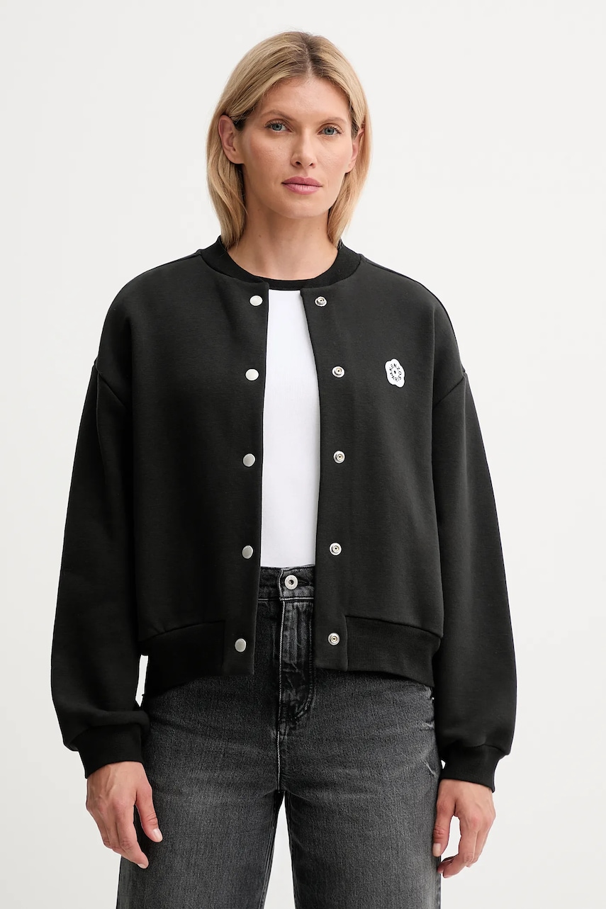 Kenzo geacă bomber culoarea negru, de tranziție, oversize, FF62BL5514MK