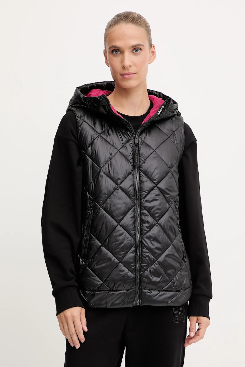 Dkny vestă culoarea negru, de tranziție, DP5V3144