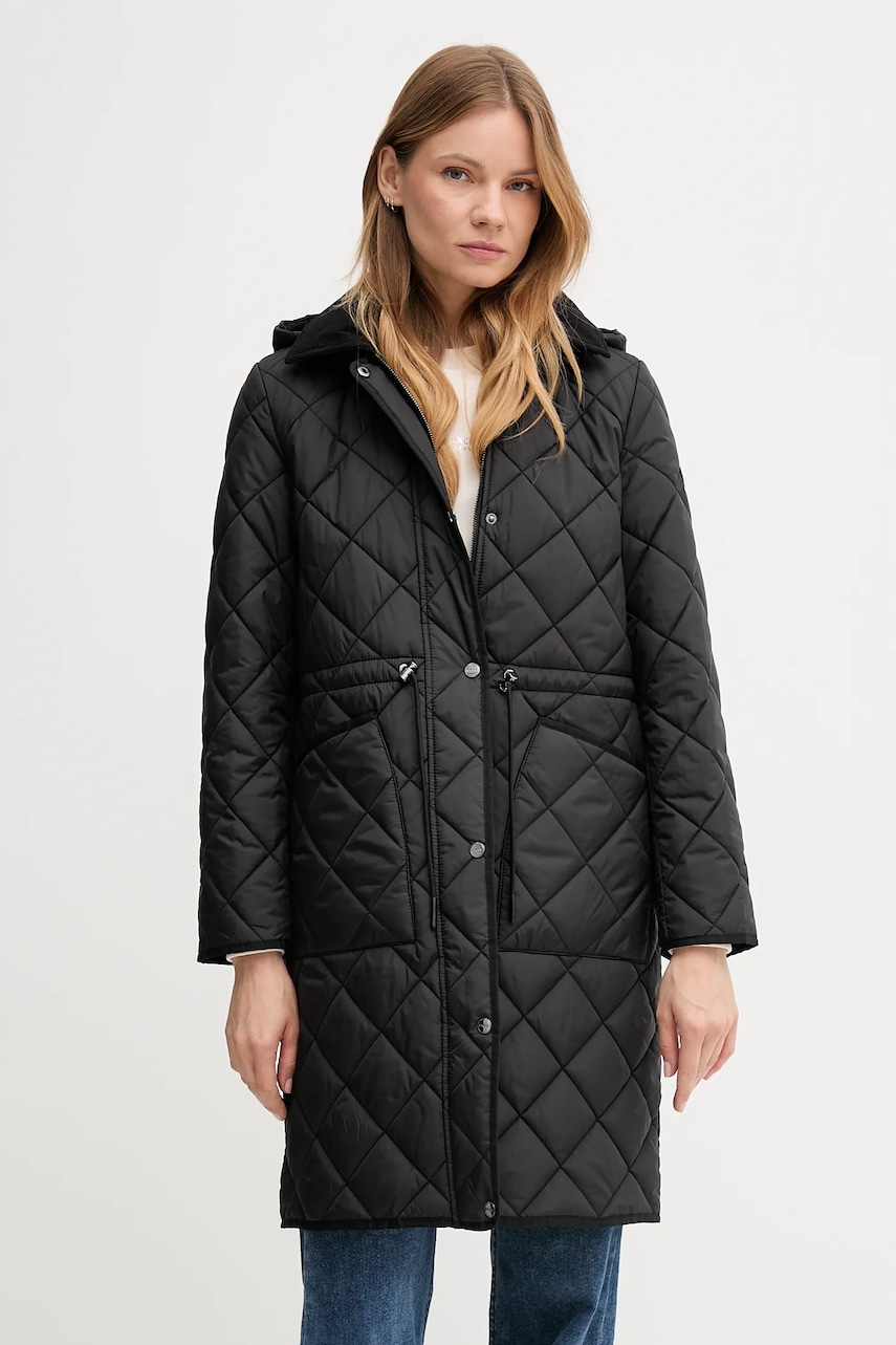 Dkny geacă culoarea negru, de tranziție, DLEMPT76