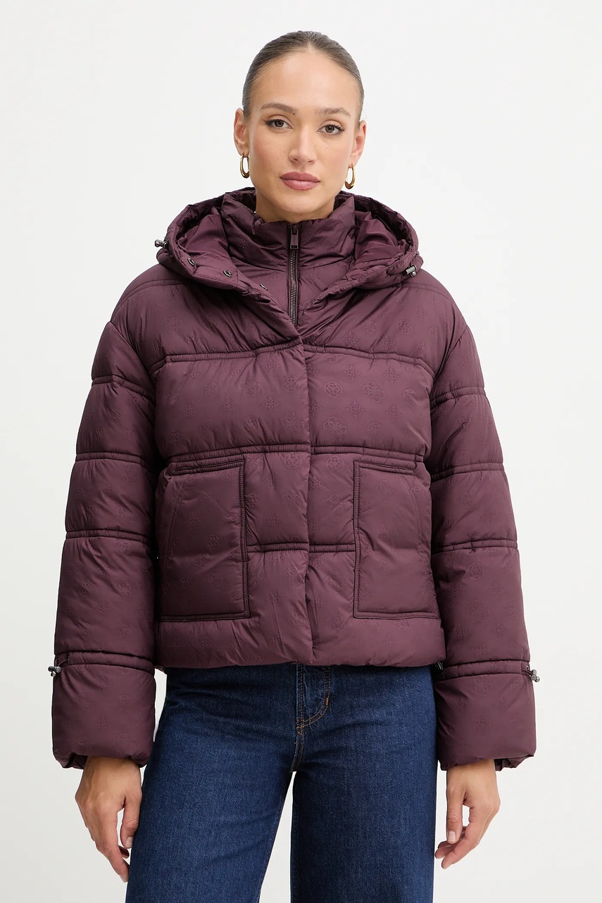 Levně Bunda Guess NEW DAISY fialová barva, zimní, W5BL43 W2902