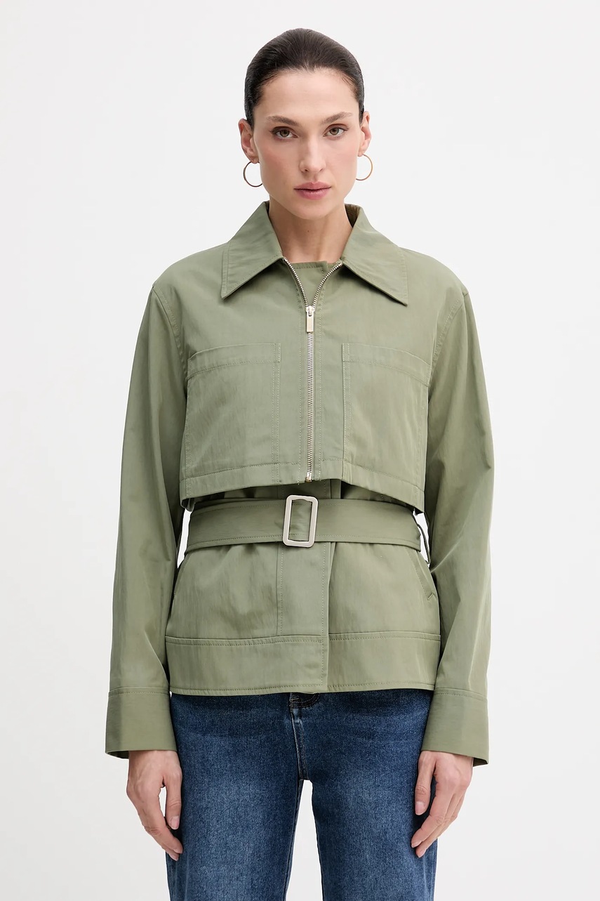 Sisley geacă culoarea verde, de tranziție, oversize, 2T7GLN05Y