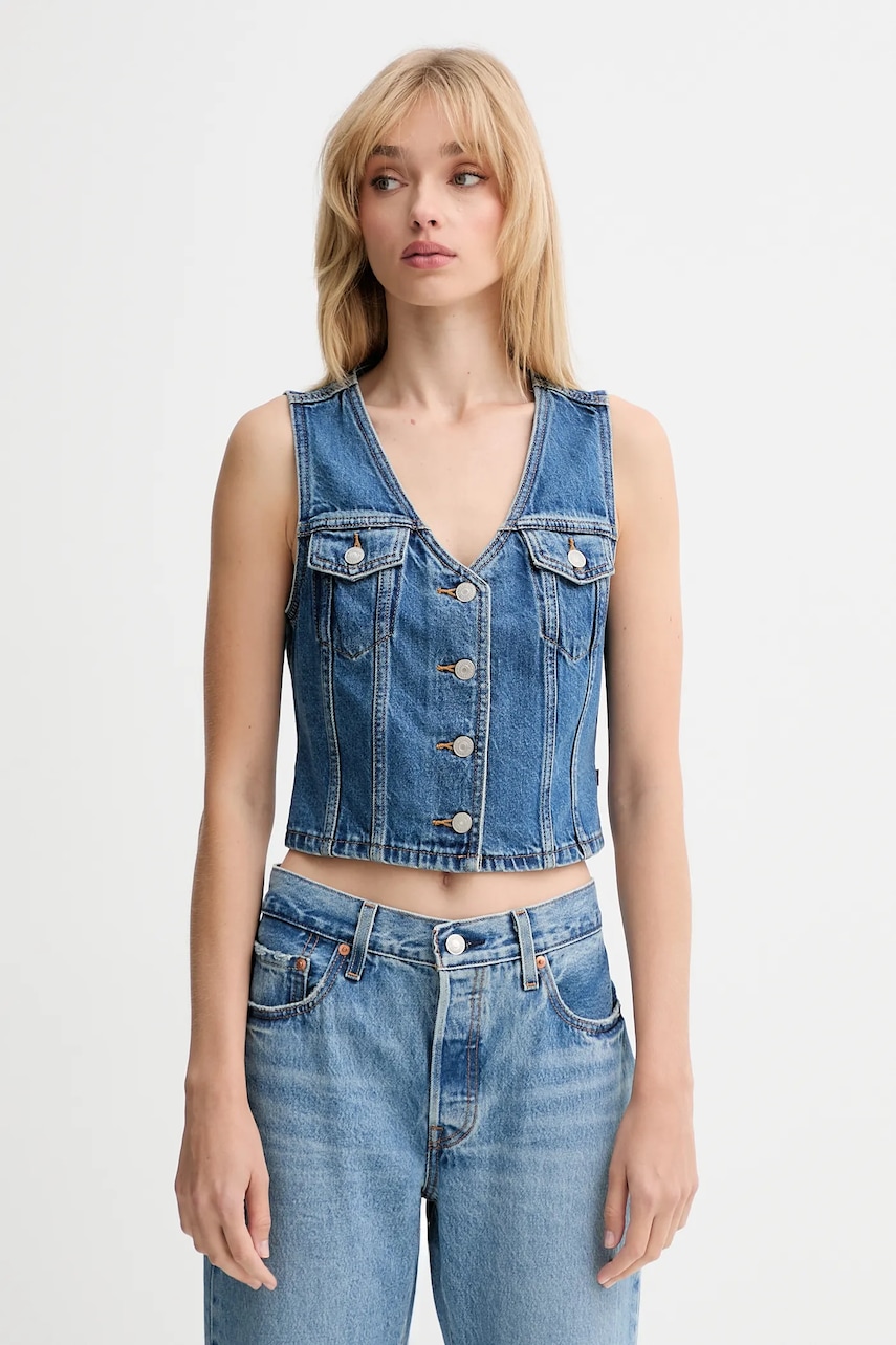 Levi's vestă jeans un singur rand de nasturi, A8682 Levi's vestă jeans un singur rand de nasturi, A8682