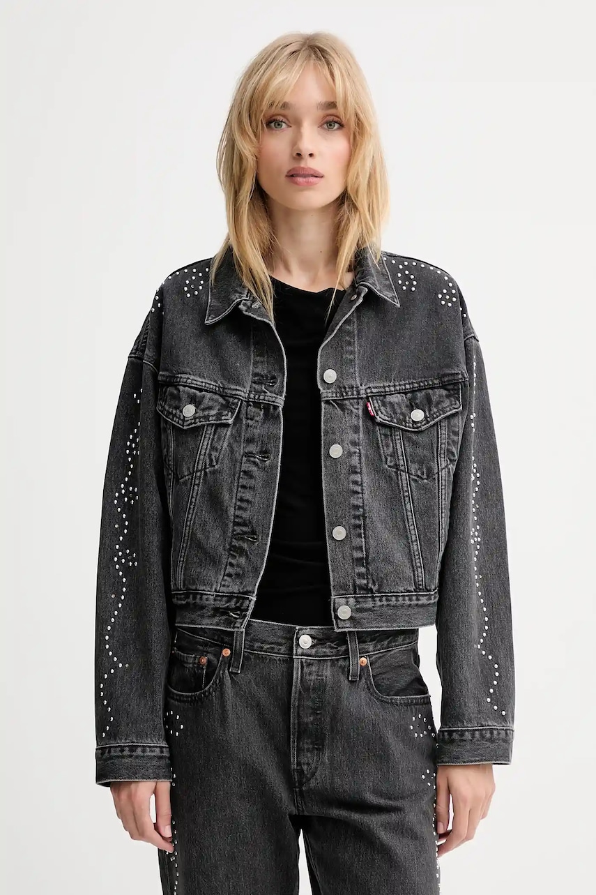 Levně Džínová bunda Levi's šedá barva, přechodná, oversize, A9456