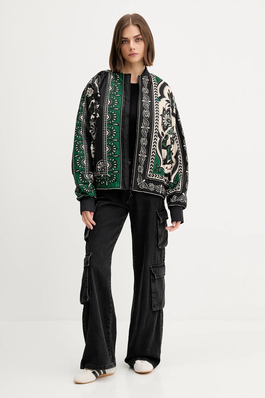 Куртка-бомбер adidas x Farm Rio цвет чёрный демисезонная oversize JL8622