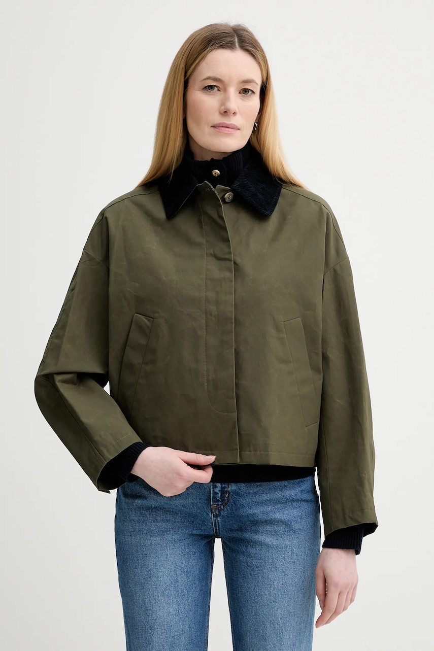A.P.C. jachetă de bumbac Veste Becca culoarea verde, de tranziție, oversize, COHIL.F02990