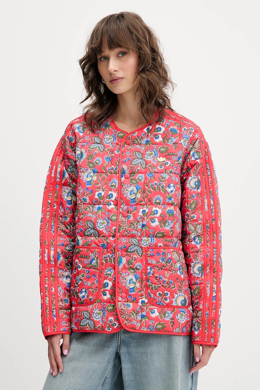 adidas Originals geacă Liberty culoarea portocaliu, de tranziție, oversize, JW5198