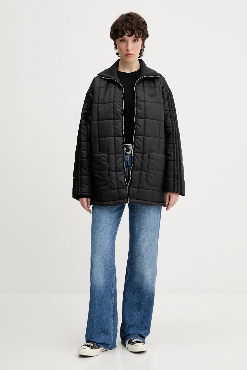 Куртка adidas Originals Quilted Jkt цвет чёрный переходная oversize JX8825